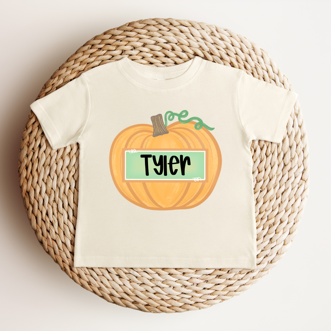 Custom Name Pumpkin Kids Tee - Green