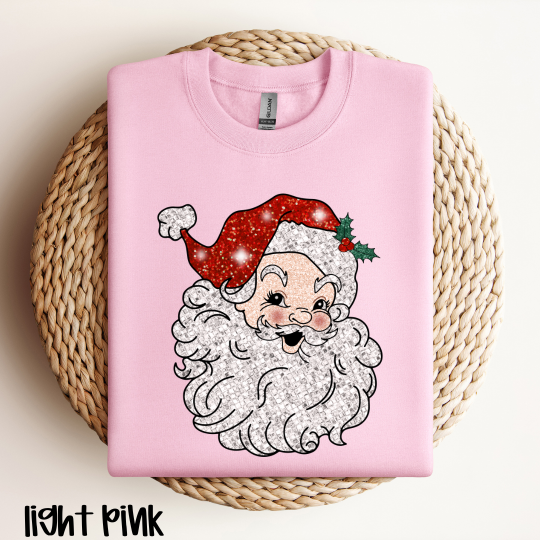 Faux Rhinestone Santa Sweatshirt